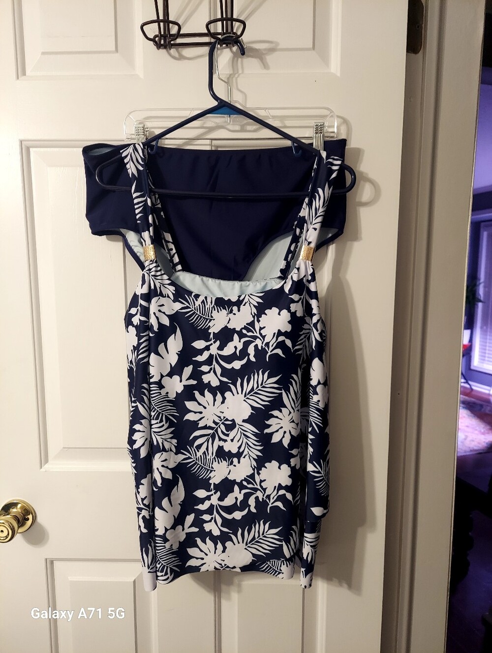 Womans Tankini Navy & White Tropical Print 2 Piece Swimsuit size XXL - Picture 2 of 6
